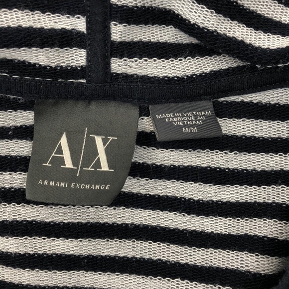 Armani Exchange Striped V-Neck Pull Over Hoodie - Picture 5 of 6